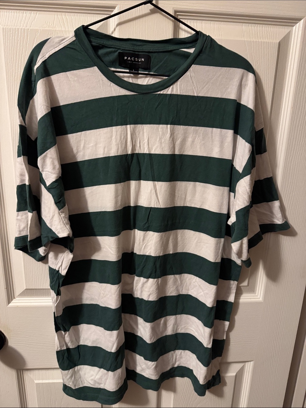 PacSun Forest Green & White Wide Stripe Short Sleeve Tee